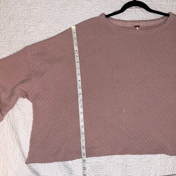 Free People Pink I Can’t Wait Cropped Cuff Oversized Sweater Rose Pink Women's L - Picture 14 of 15